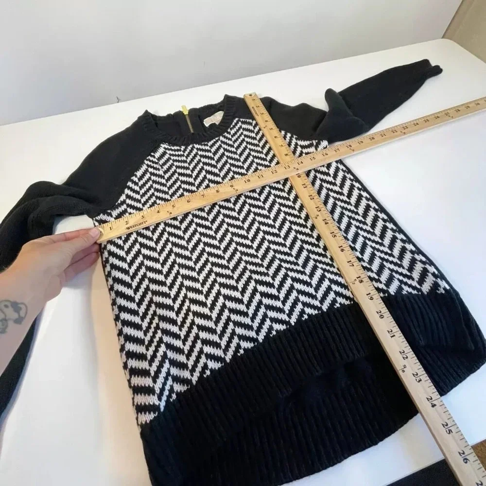 Michael Kors Cable Knit Pullover Sweater Black S Long‎ Sleeve Chevron Designer